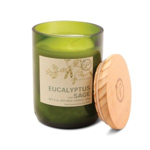 Соева свещ Падивакс в зелено рециклирано стъкло - Евкалипт и градински чай